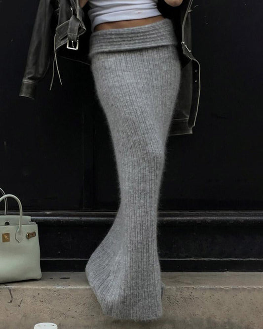 Soft Woolen Knitted Maxi Skirt