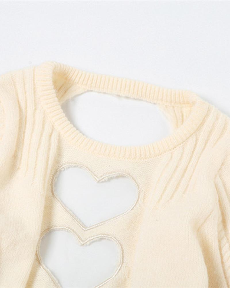 Heart Hollow Twist Sweater Mini Dress