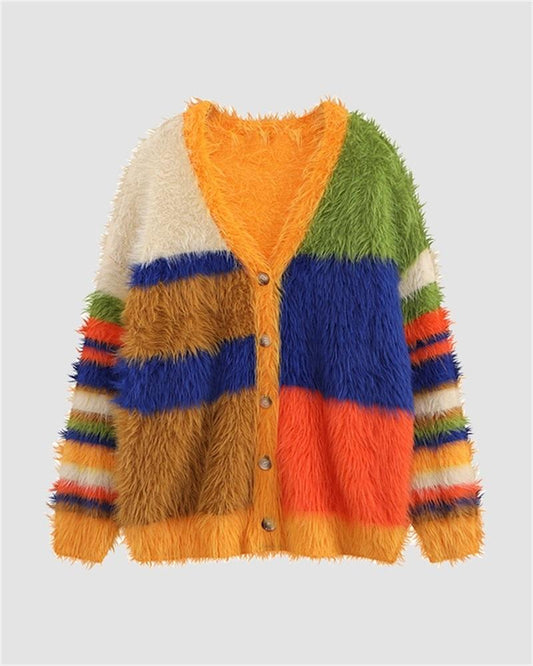 Matching Color Fluffy Cardigan