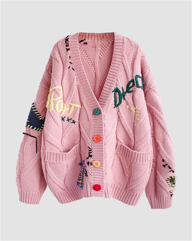 Embroidered Patches Cardigan