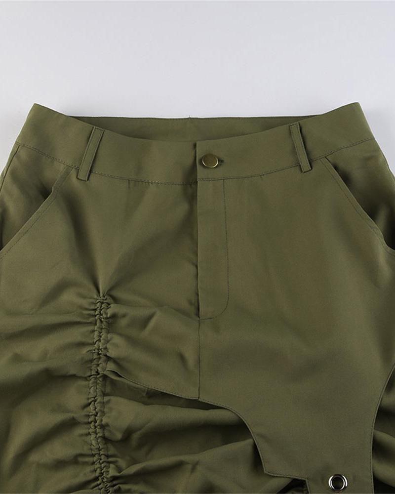 Undead Ruched Cargo Skirt with Belt