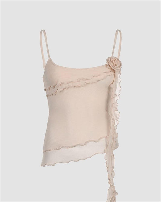 Ruffles Mesh Cami Top