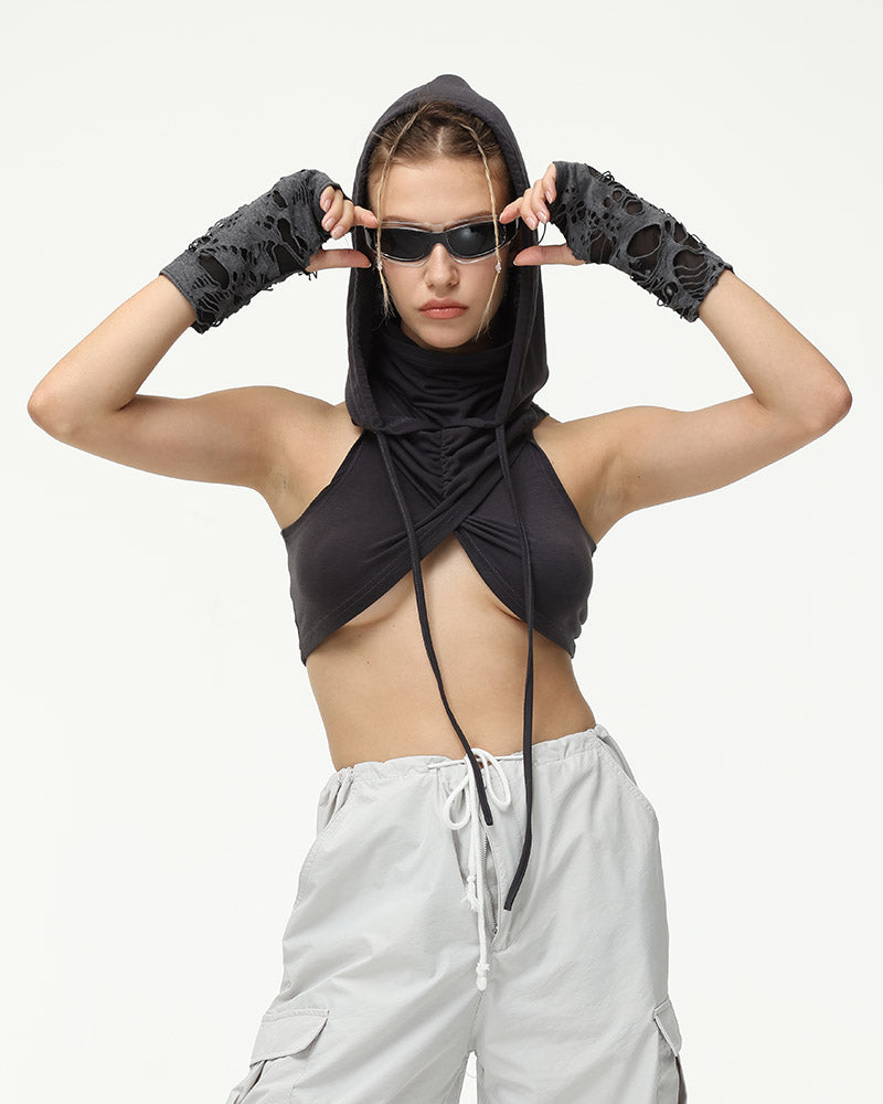 Desert Mask Raider Wrap Top with Hood