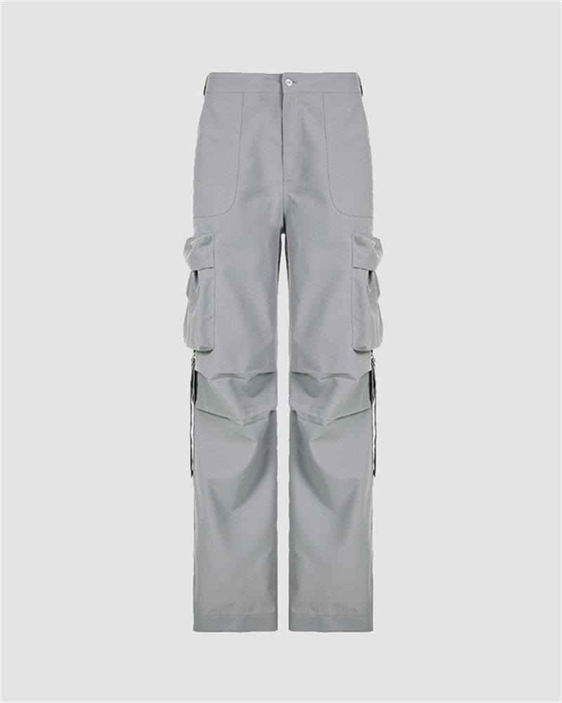 Strap Detail Pocket Loose Cargo Pants