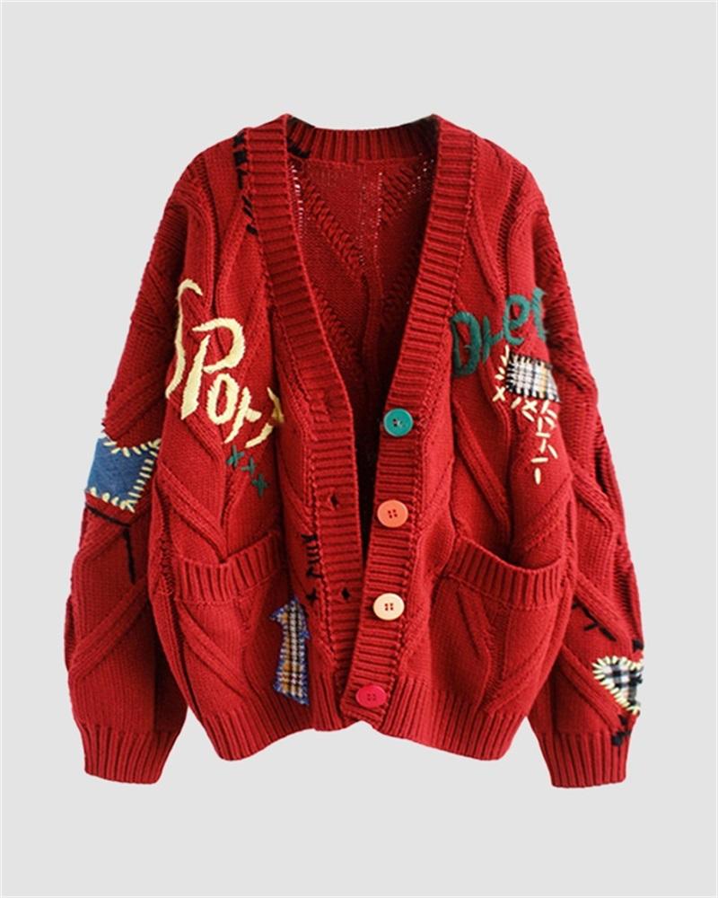 Embroidered Patches Cardigan