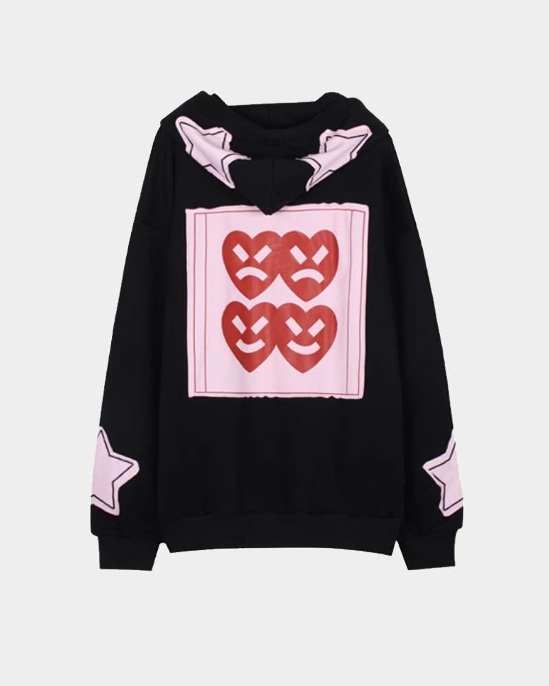 Angry Happy Hearts Oversized Hoodie