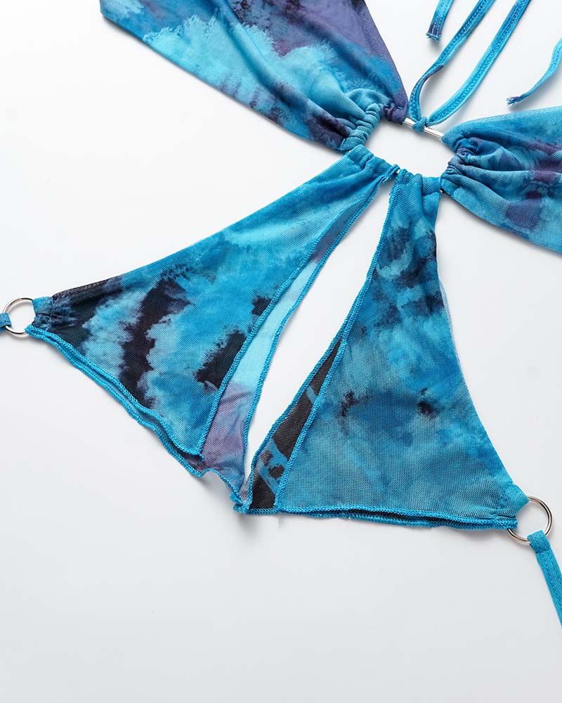 Watermarbled Butterfly Halter Top