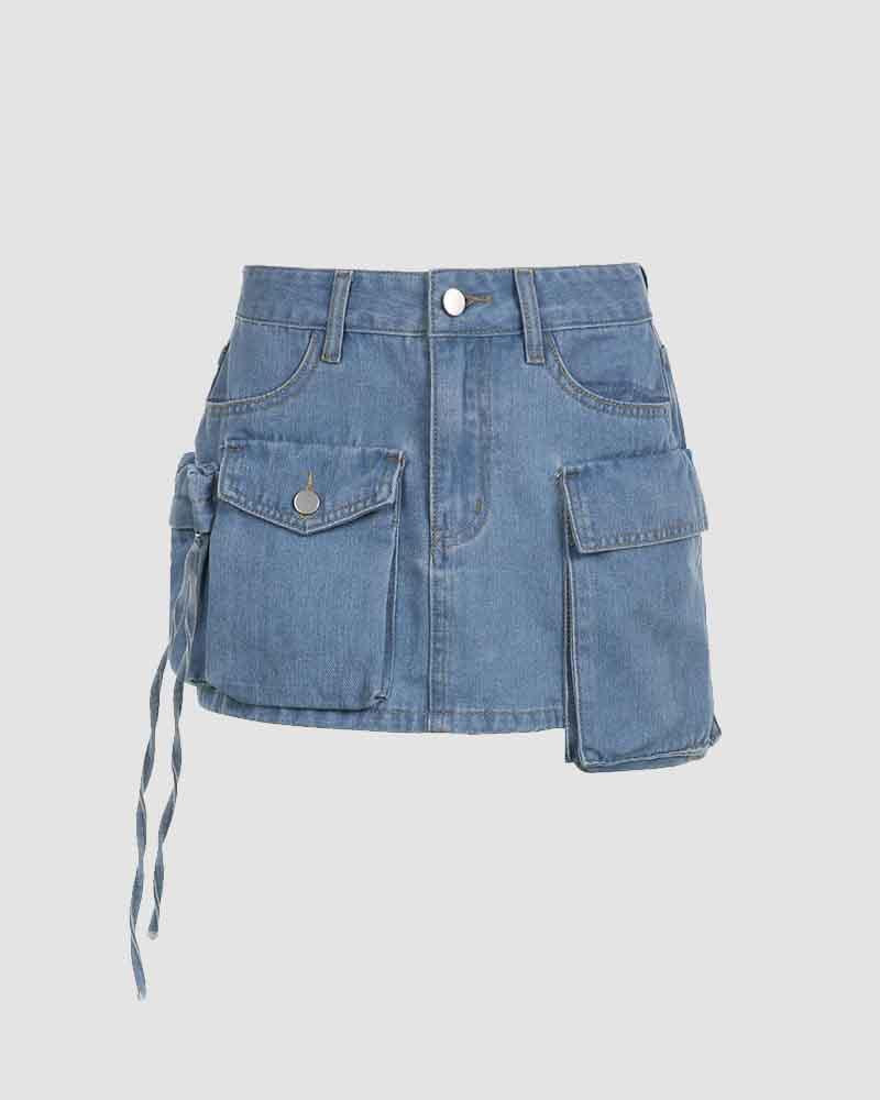 Grunge Pocket Short Denim Skirts