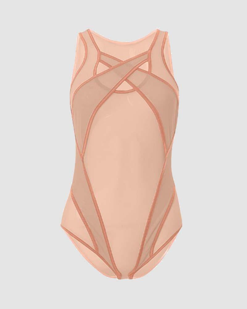 Angelsin Contrasting Mesh Swimsuit