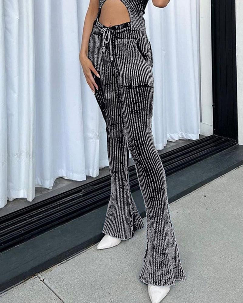 Ribbed Knitted Long Pants