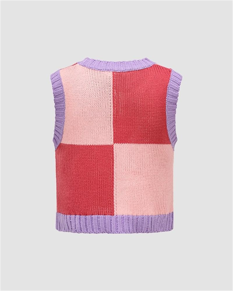 Bastille Knit Checker Top