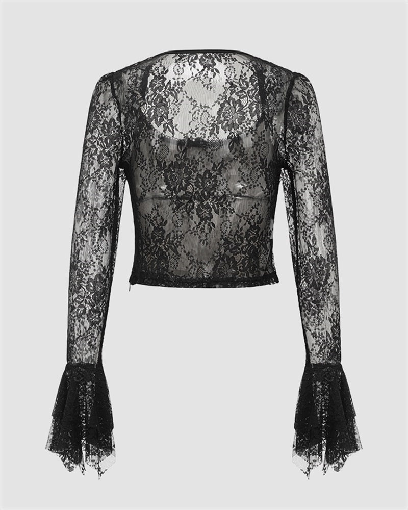 Halloween Gothic Rose Lace Top