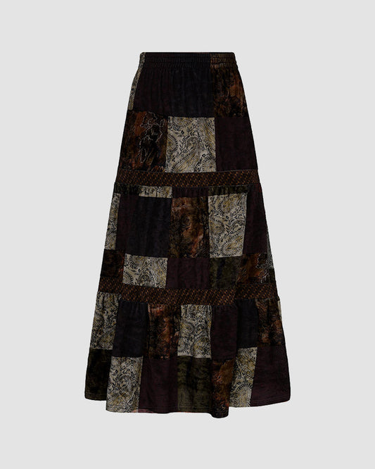 Cottage Grunge Patchwork Maxi Skirt