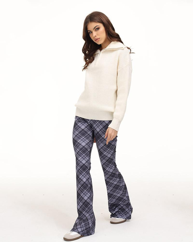 Bounty High Waisted Plaid Trousers