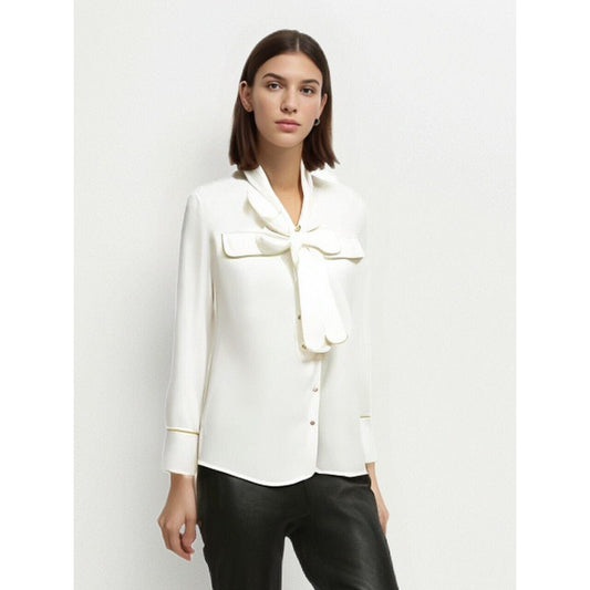 The Nadine Bow Tie Blouse - White