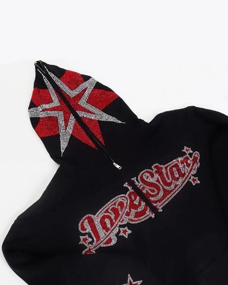 Lone Star Rhinestone Printing Hoodie