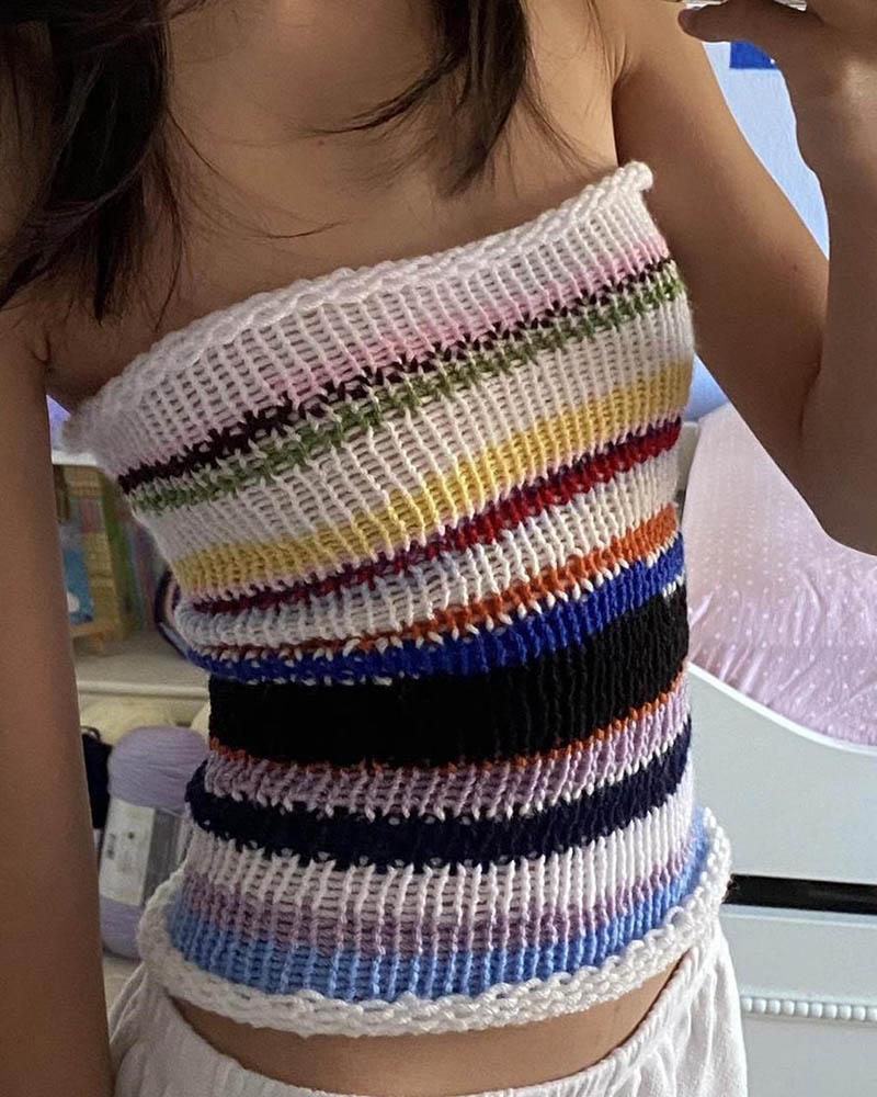 Rainbow Stripes Tube Top