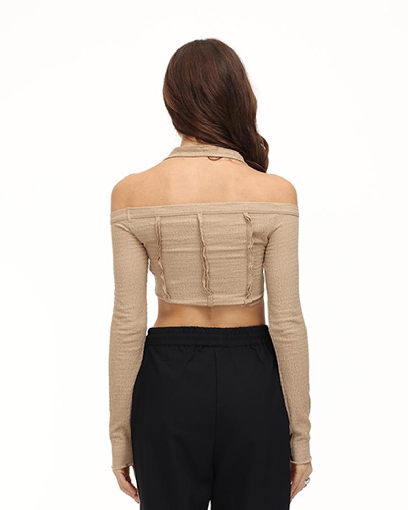 Madison Halter Corset Top with Sleeves