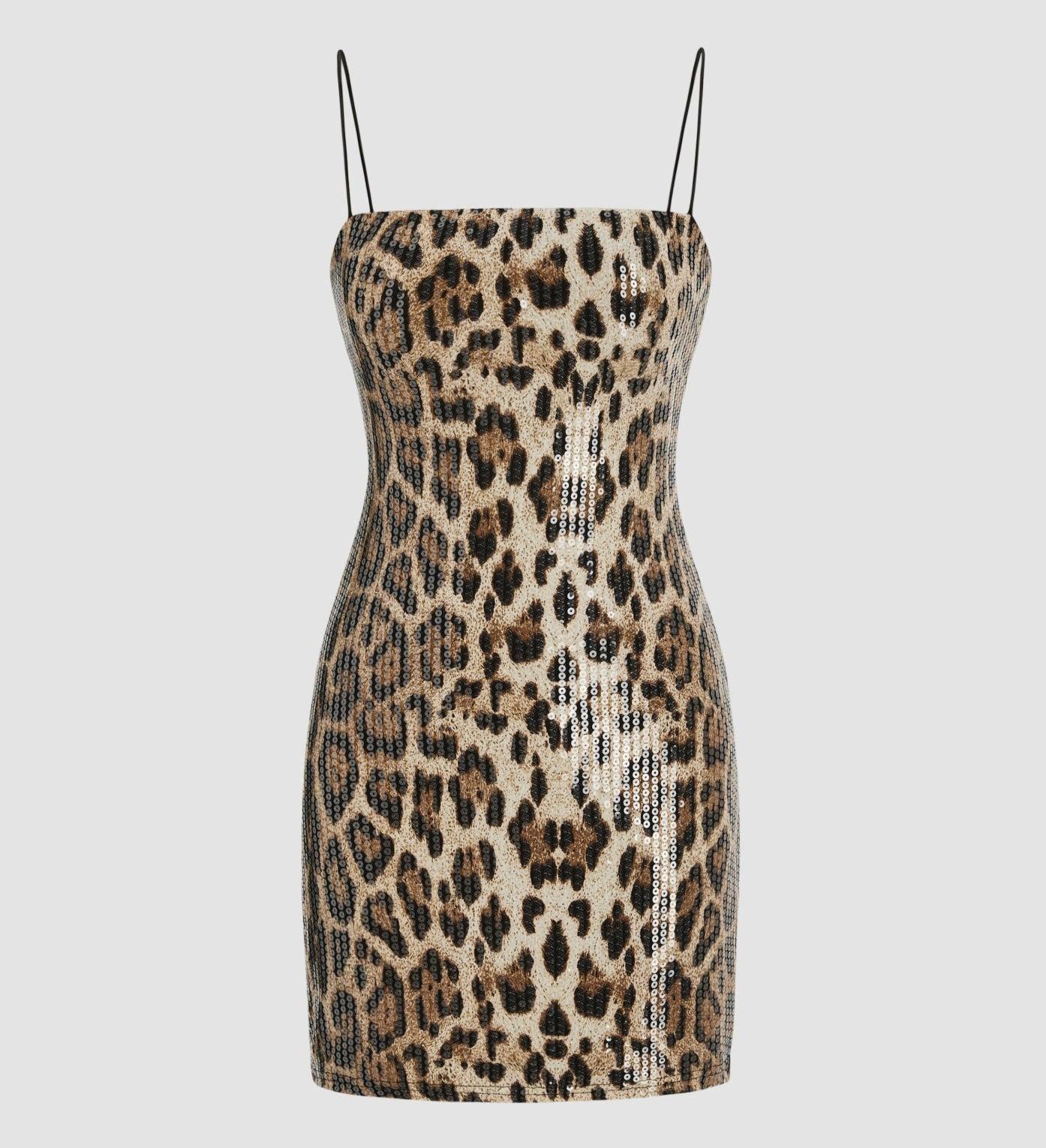 Ready For It Sequin Leopard Print Mini Dress