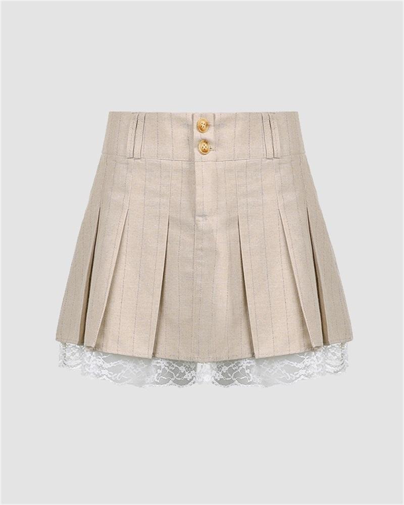 Lace Within Pleated Skirt