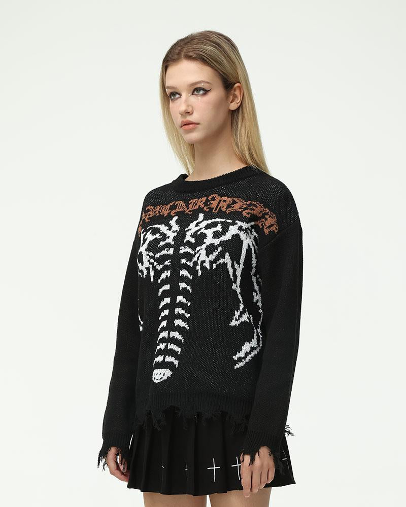 Caged Wings Distressed Oversized Jumper