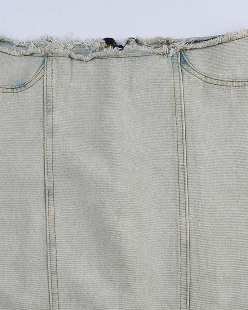 Dovehall Bleached Denim Skirt