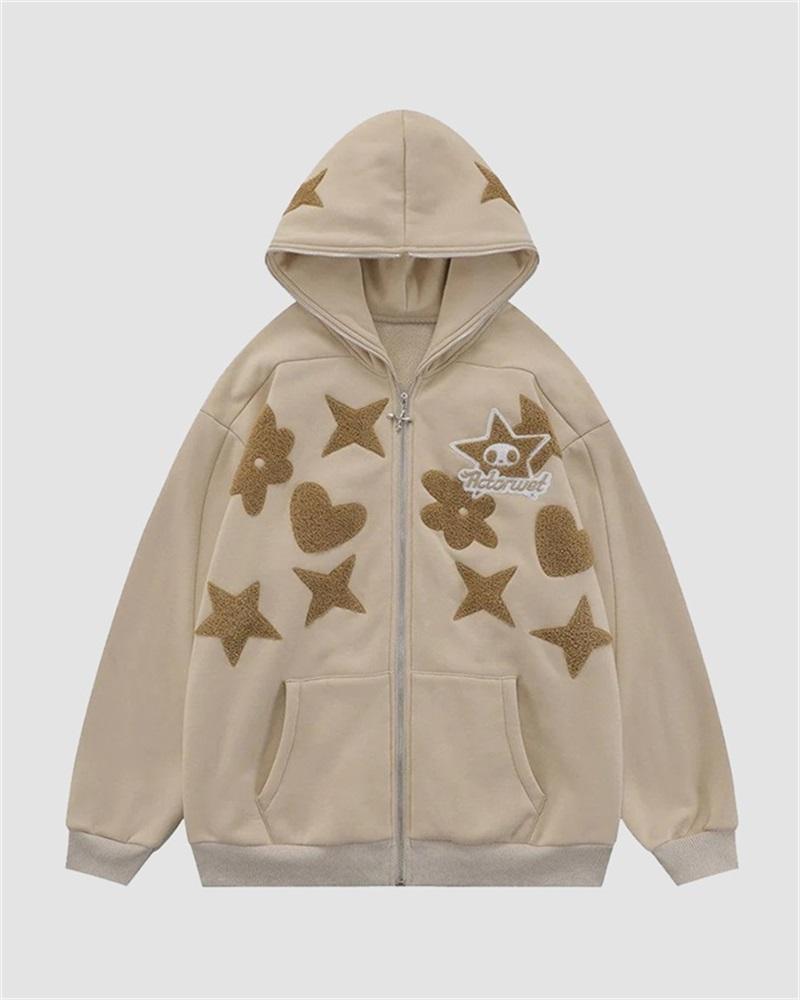 Star Embroidery Full Zip Hoodie