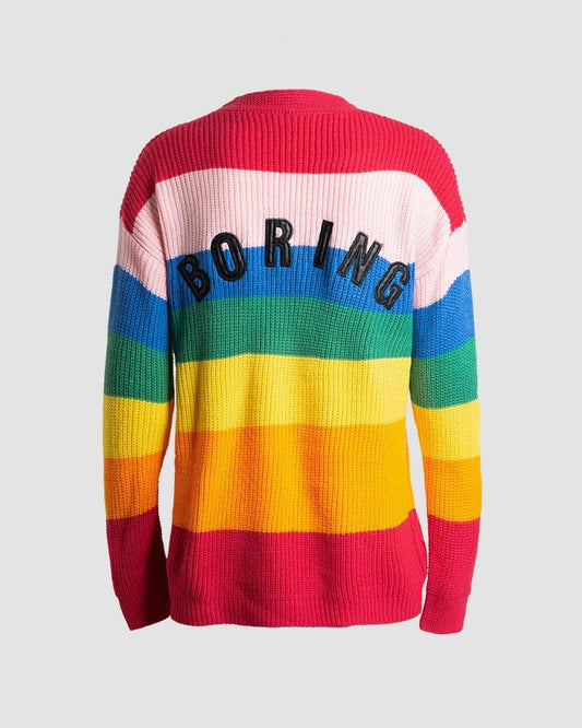 Boring Rainbow Ribbed Cardigan