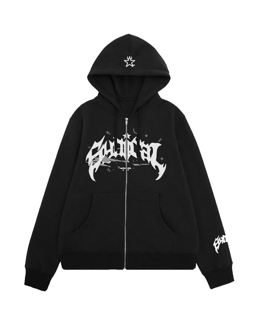 Gothic Letter Print Hoodie