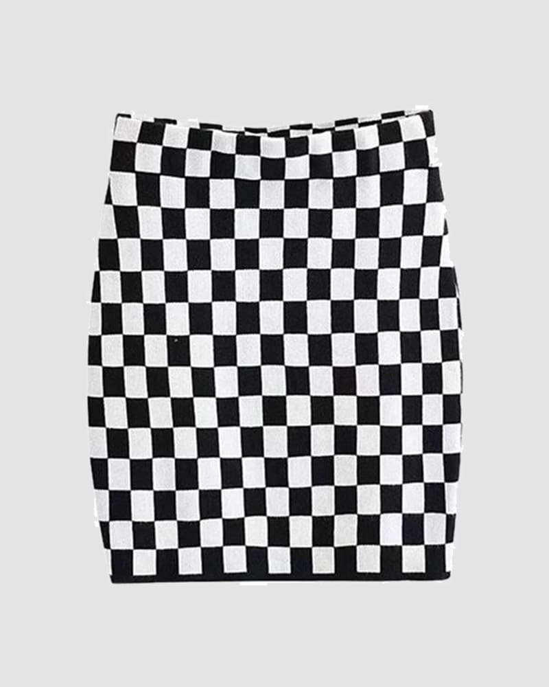 Checkerboard Pencil Skirt