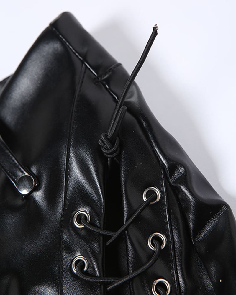 Lace Up Peekaboo PU Pants