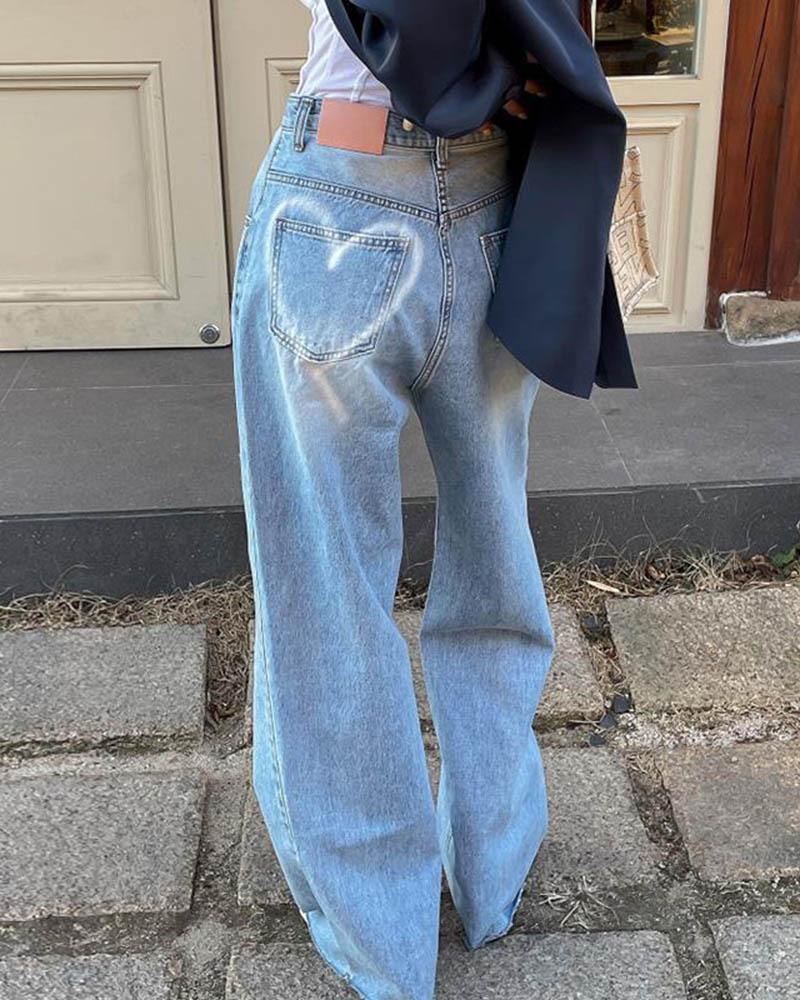 Heart Print Boyfriend Jeans