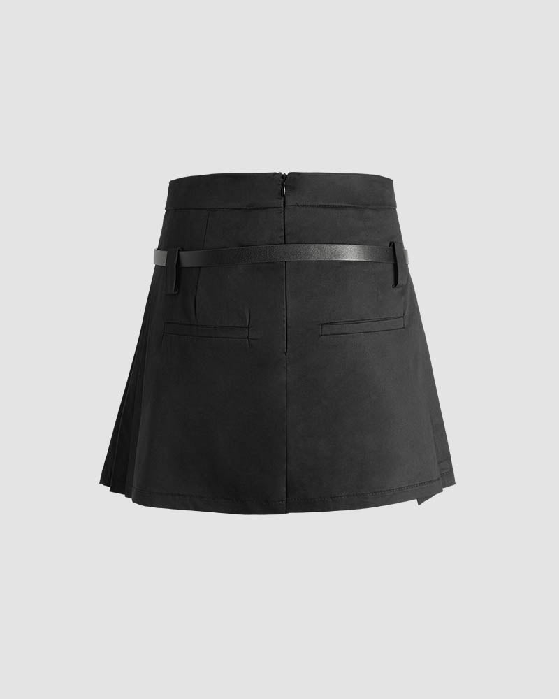 Chrono Glacier Belted Skirt