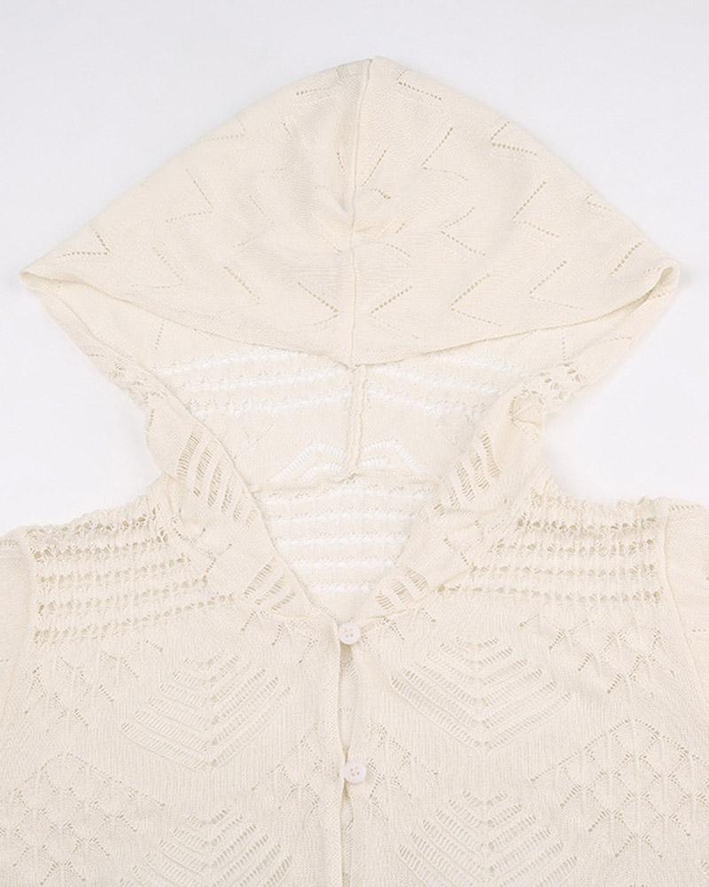 Messier Lace Cropped Hoodie Knit Top