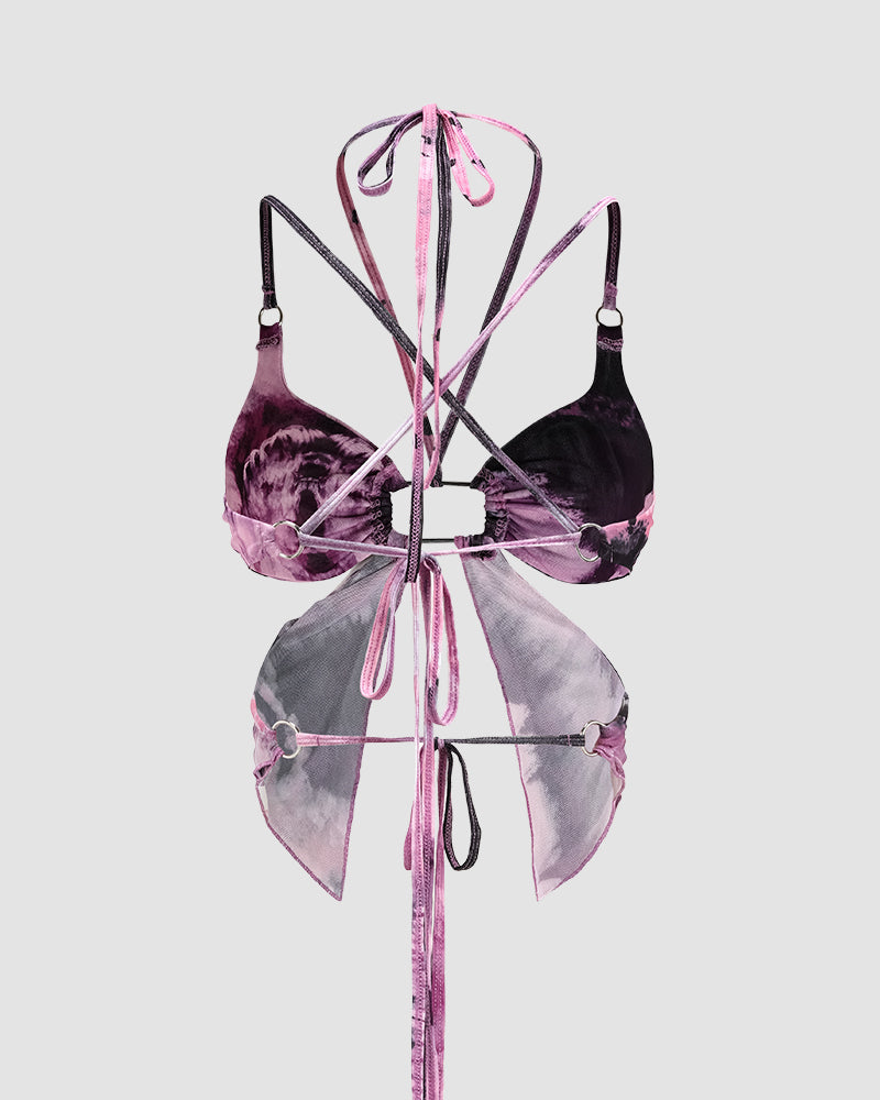 Watermarbled Butterfly Halter Top