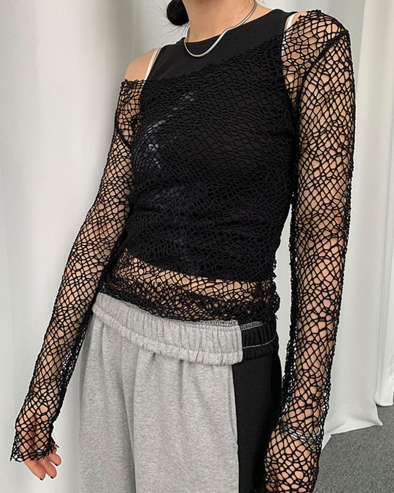 Moturiki Fishnet Mesh Top