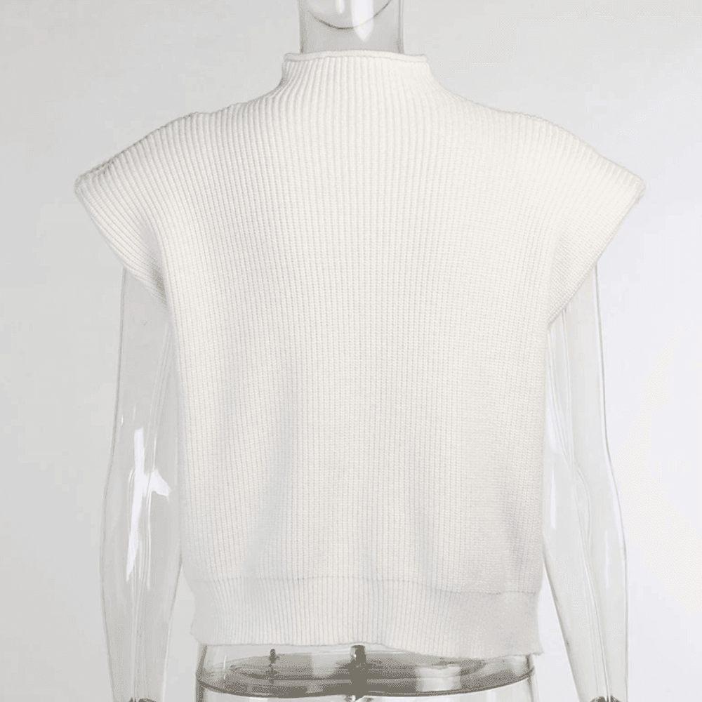 Meggy Vintage Ribbed Turtleneck Knitted Vest