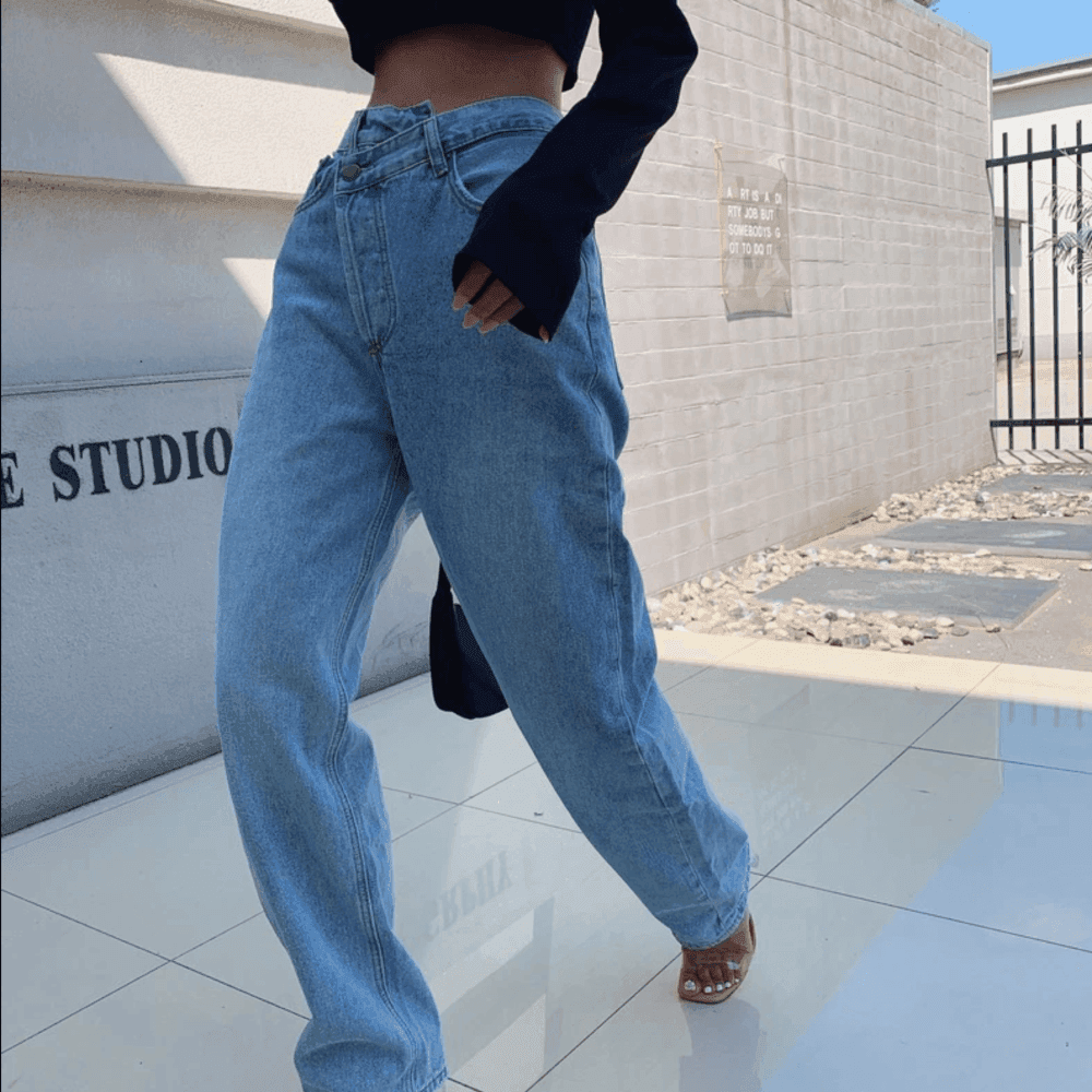 Rodeo Asymmetric Straight Leg Jeans