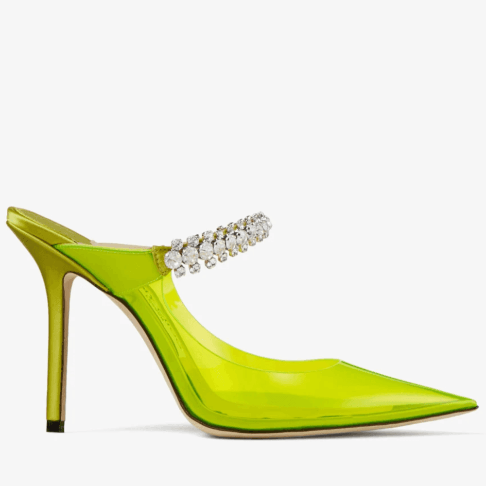 Jelly Beans Crystals Embellished Transparent Heels