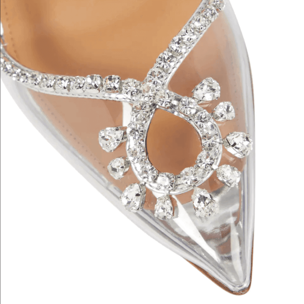 The Vogue Shiny Crystal Pointed Toe Heels