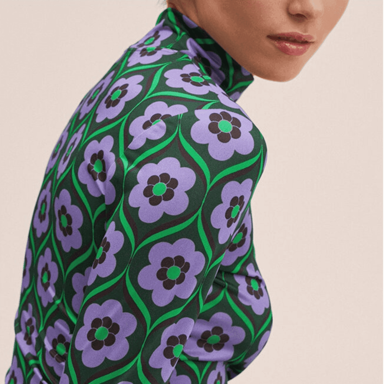 Pansy Floral Printed Turtleneck Top