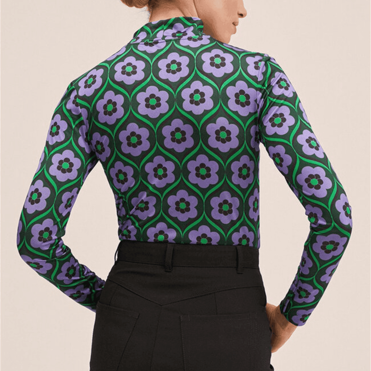 Pansy Floral Printed Turtleneck Top