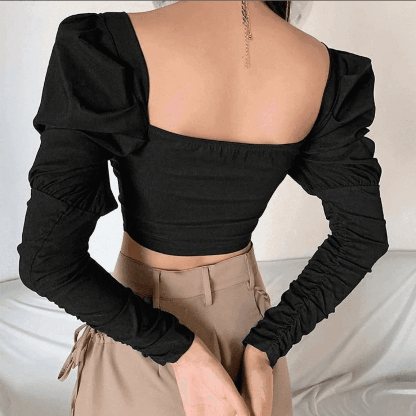 Augusta Puff Sleeve Corset Crop Top