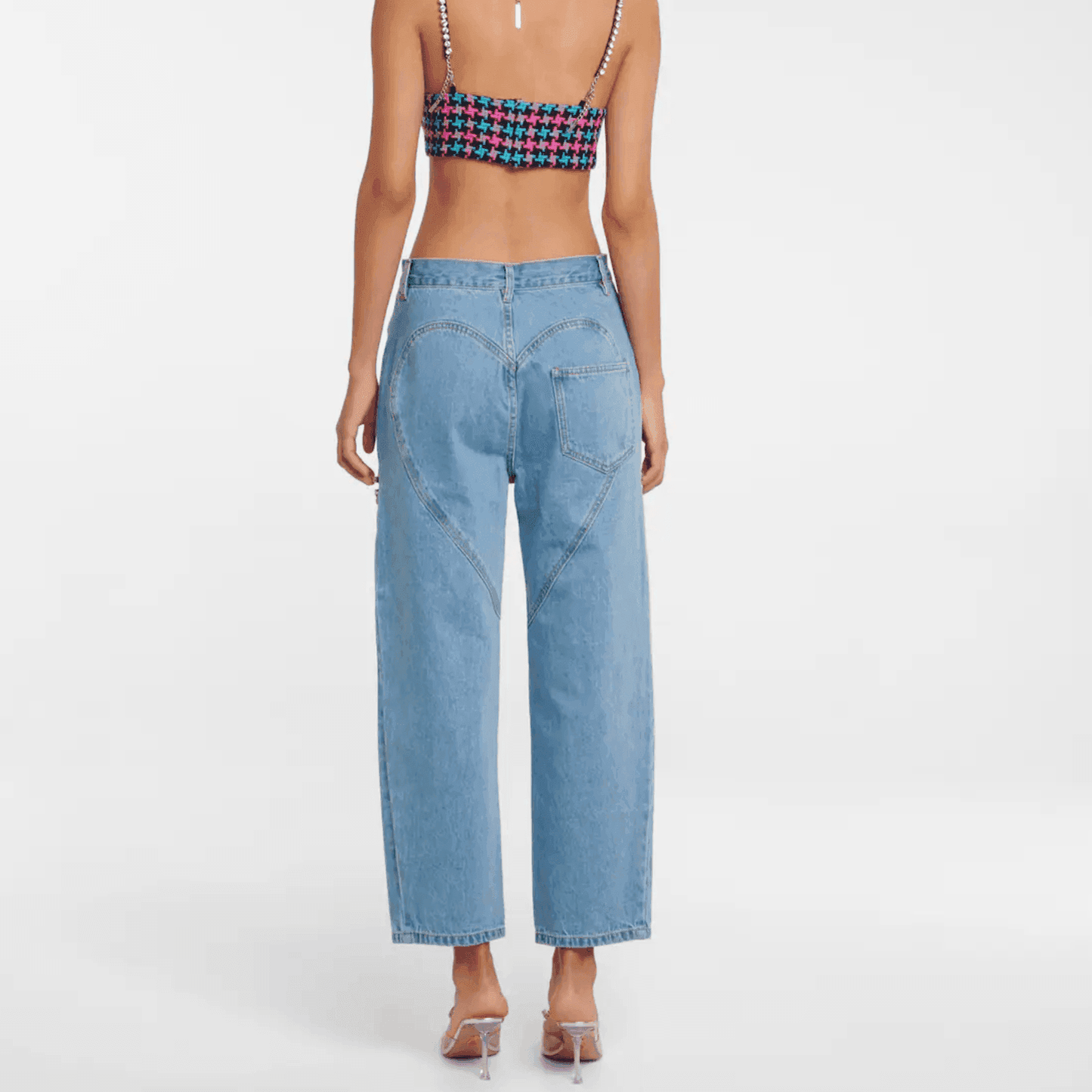 Disco Darling Embellished Cutout High-Rise Jeans