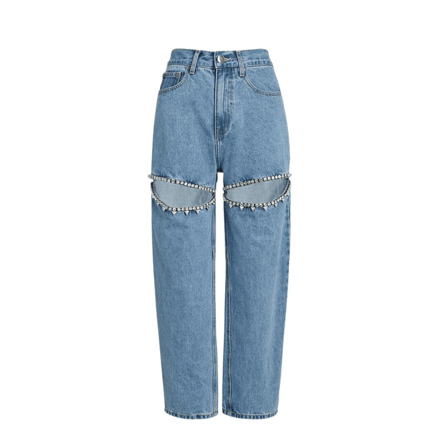 Disco Darling Embellished Cutout High-Rise Jeans