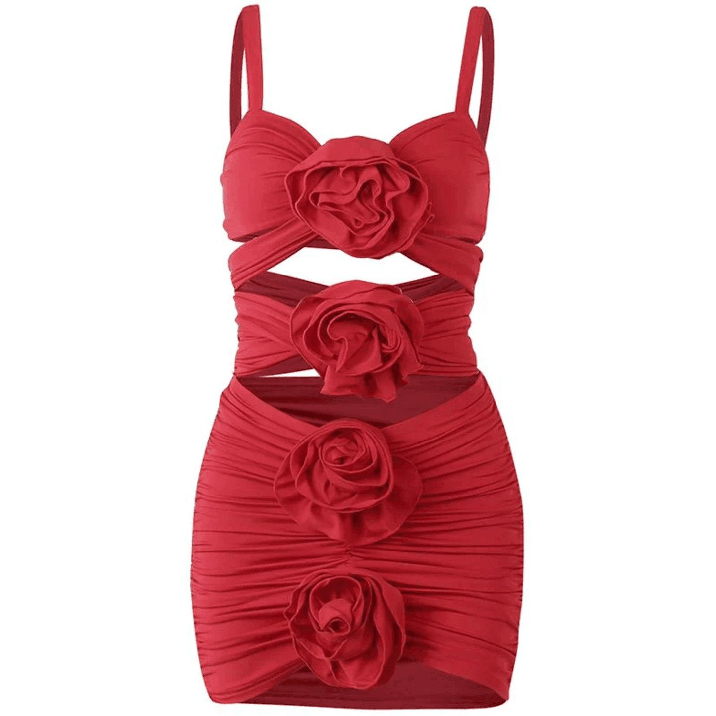 Hot Girl Cutout Embellished Ruched Mini Dress