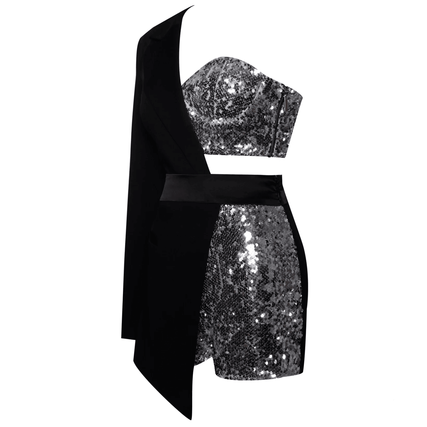 Midnight Mirage One-Shoulder Sequin Romper