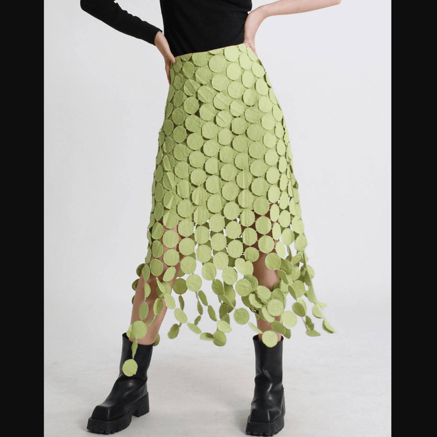 Lemon Tart Cotton Fringed Midi Skirt