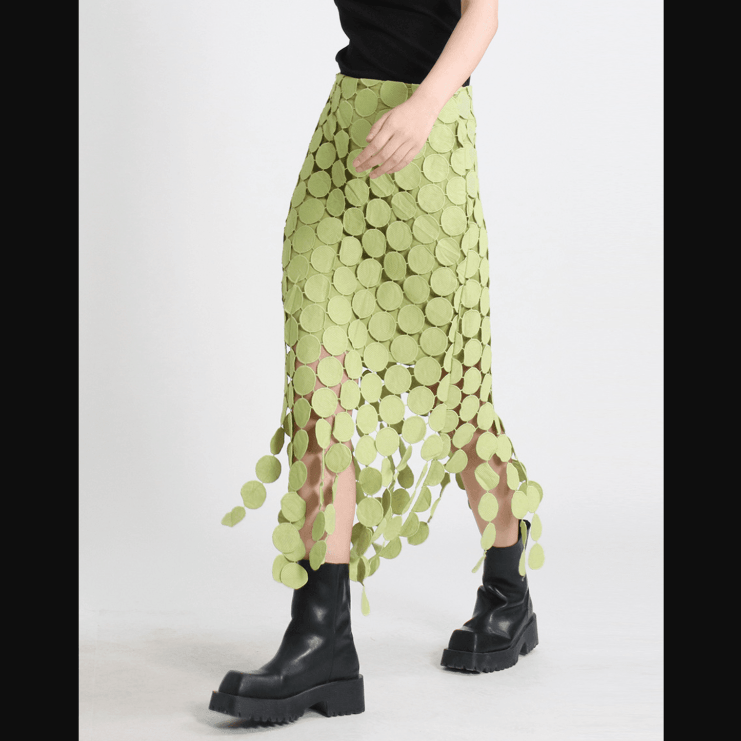 Lemon Tart Cotton Fringed Midi Skirt