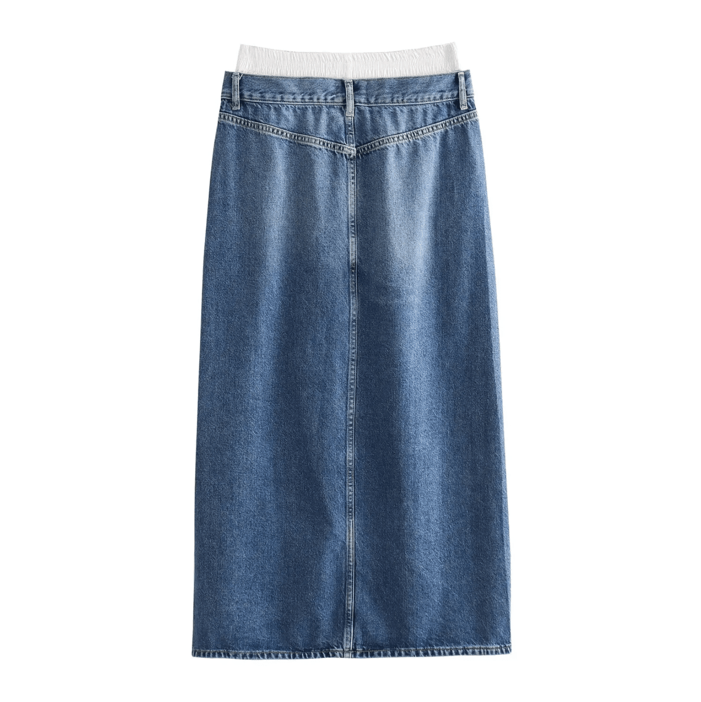 New Era High Waist Split Denim Maxi Skirt